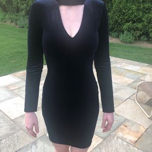 Blue velvet long sleeve dress